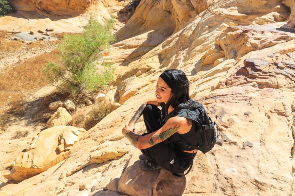 Hiker enjoying a red rock view
